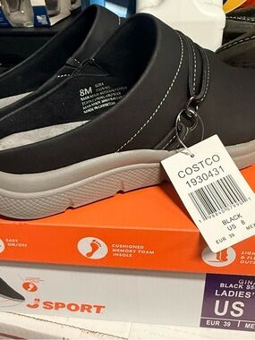 JSport by Jambu Women's Black Slip-On Mule with Contrast Stitching